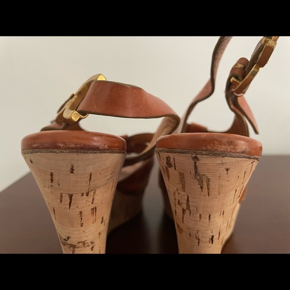 Chloe brown leather cork wedges size 39.5/US 8 (run very small) - Picture 4 of 7